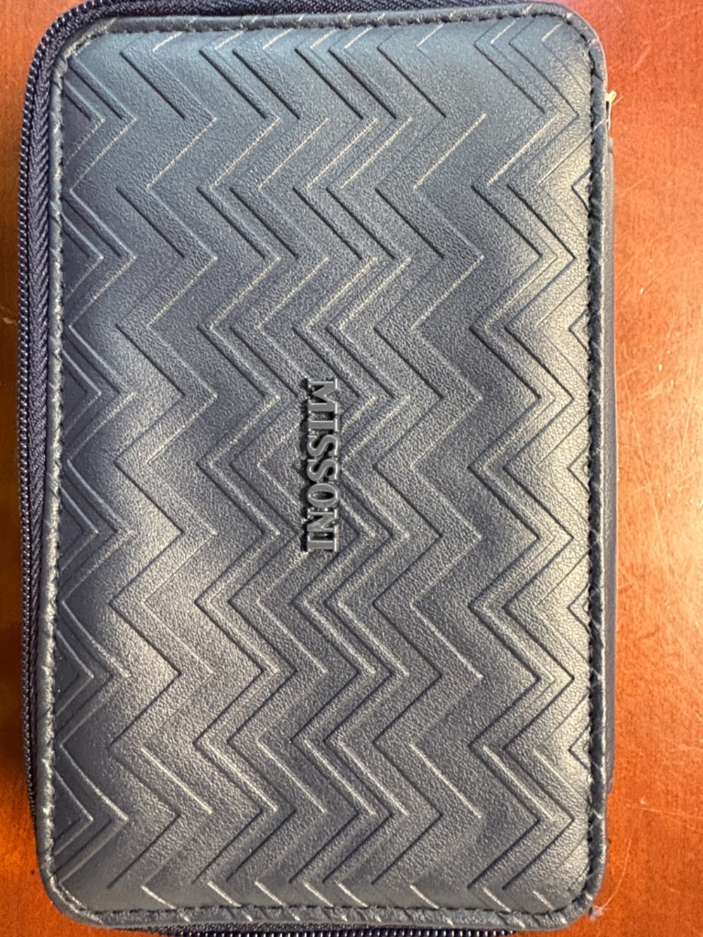 Missoni Navy Zigzag Embossed Zip Wallet